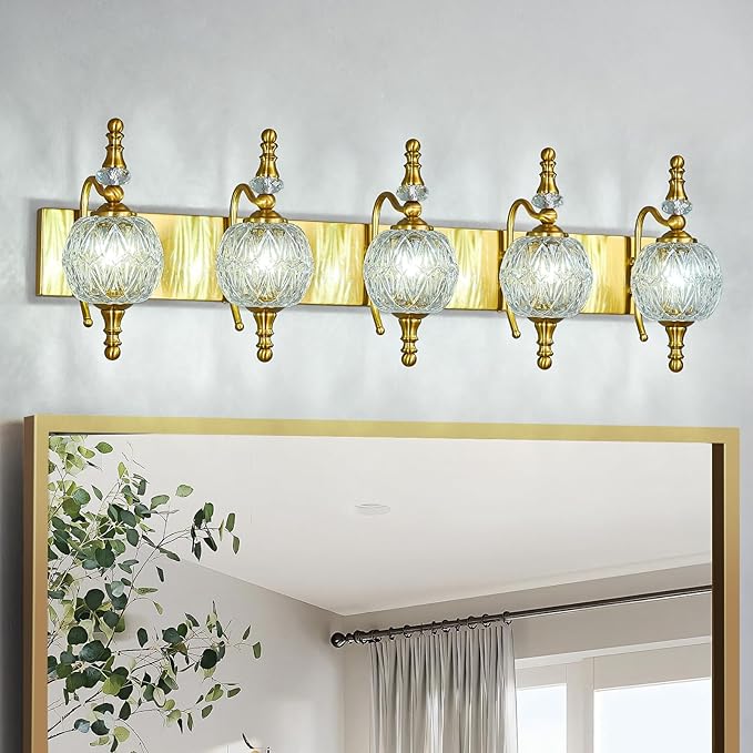 Modern Crystal Bathroom Vanity Lights Fixtures Over Mirror Gold Vintage by LBSQJ