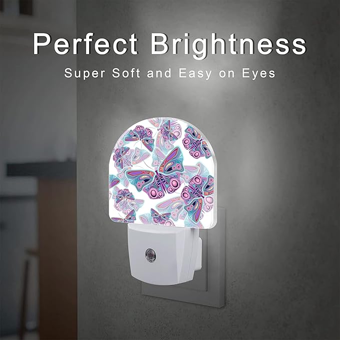 Colorful Butterflies Night Light Plug into Wall, Retro Watercolor Butterfly - Image 2