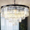 Black Modern Crystal Chandelier, 4-Tier Round Flush Mount Ceiling Light by Laiuetai