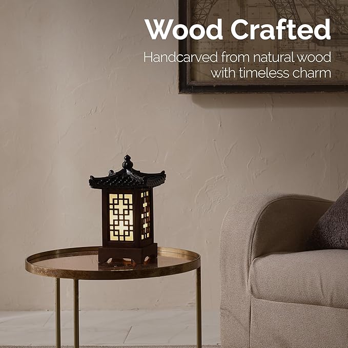 Traditional Korean Wood Lamp | Handmade Asian Oriental Table Lantern | Bedside - Image 3