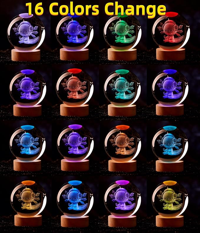 Large Axolotl Crystal Ball Night Light - Image 2