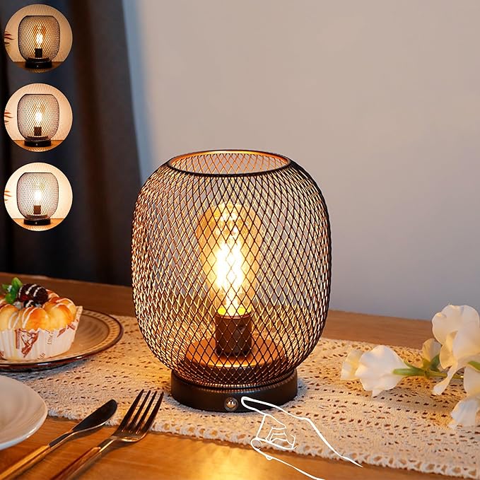 JHY DESIGN Dimmable Touch Bedside Table Lamp Rechargeable Battery Powered Lamp by JHYDESIGN