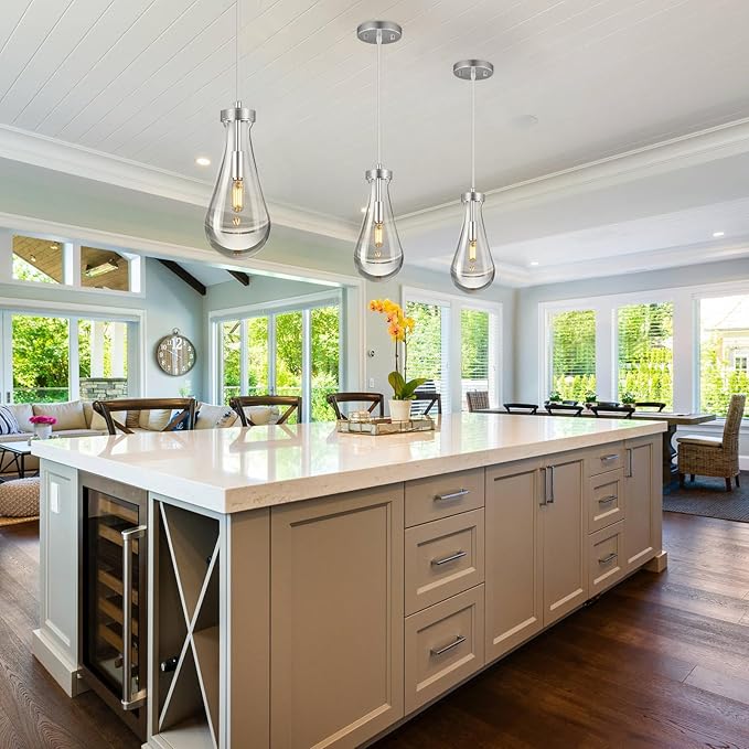 Raindrop Pendant Lights Kitchen Island Teardrop Chrome Hanging Light Fixtures - Image 4