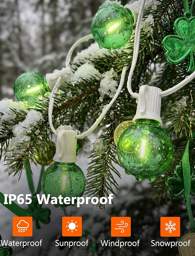 25FT G40 LED Outdoor Globe String Lights, Outdoor St. Patrick's Day Decorations - Image 3