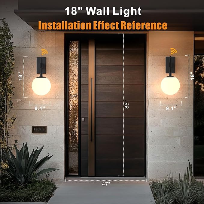 Hyunbae Dusk to Dawn Outdoor Wall Sconces, Modern Exterior Sensor Front Porch - Image 7