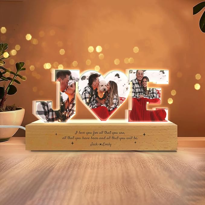 Personalized Initial Photo Collage Night Light – Custom Couple’s First Initial by Thunala
