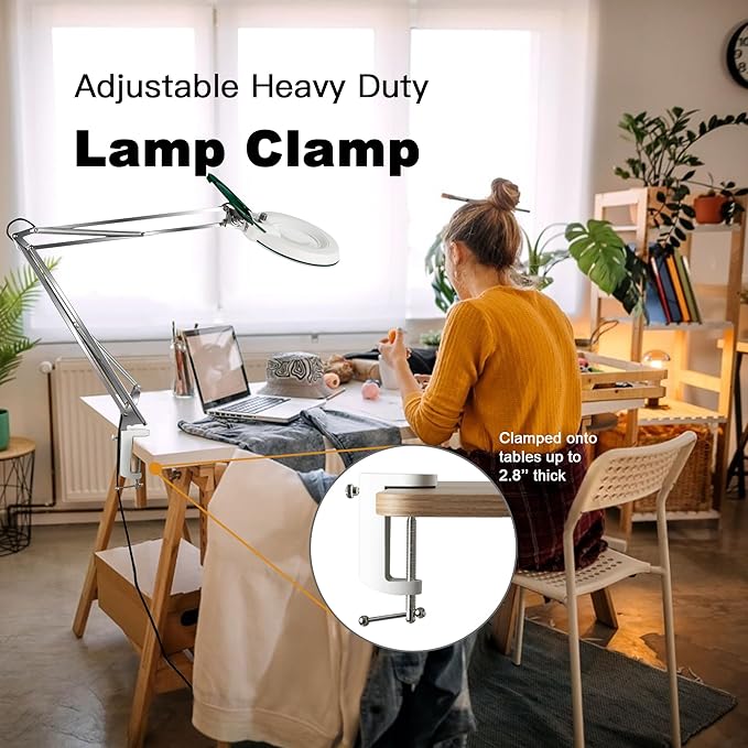 10X Magnifying Glass with Light and Stand, LED Dimmable Lighted Desk Lamp with - Image 3