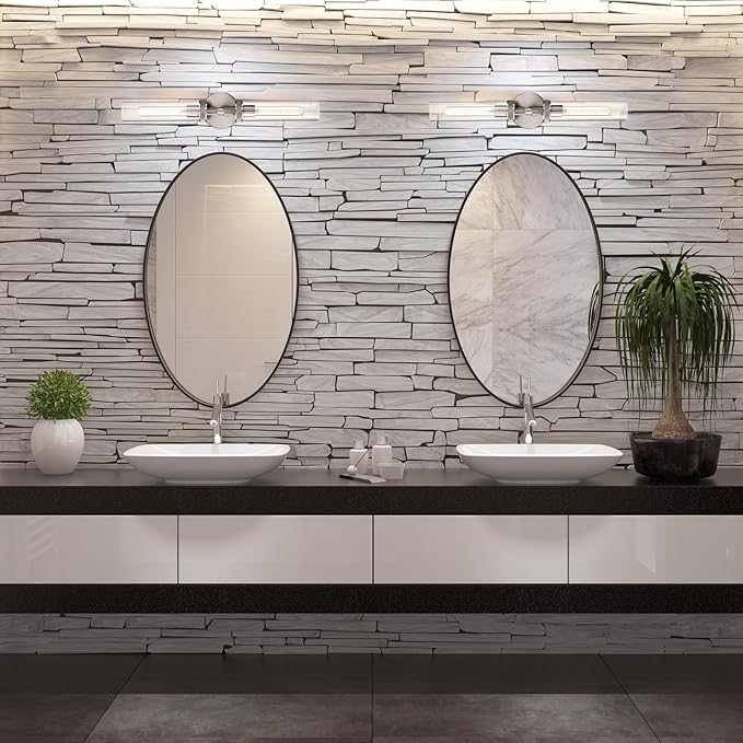Vanity Lights for Bathroom, Knurled Texture 2-Light Brushed Nickel Wall Sconce - Image 2