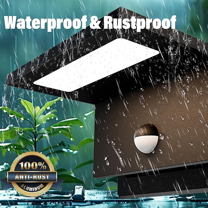 Motion Sensor Outdoor Wall Light Black LED Exterior House Light Fixture Front - Image 2