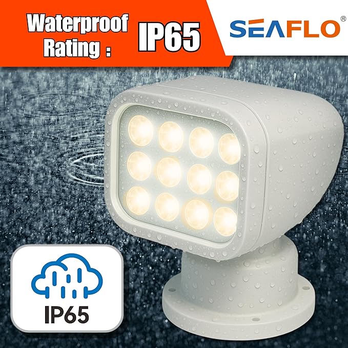 SEAFLO 360° Rotating Remote Control LED Searchlight, Auto-Reset, IP66 Waterproof - Image 4