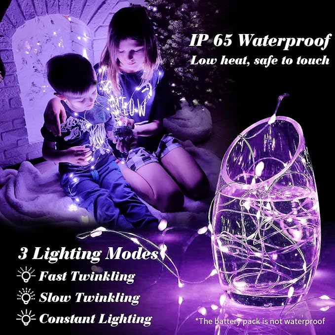ZGWJ 100 Pack Fairy Lights Battery Operated, 7ft 20 Mini LED Fairy String - Image 3