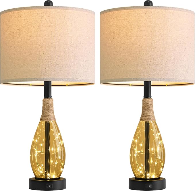 OYEARS 23" Table Lamps for Living Room Set of 2 Bedside Lamps for Night Stands - Image 8
