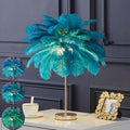 White Ostrich Feather Lamp, 3-Color Temperature Modes, 40 Feathers and 5 G4 LED by LINCWONZ