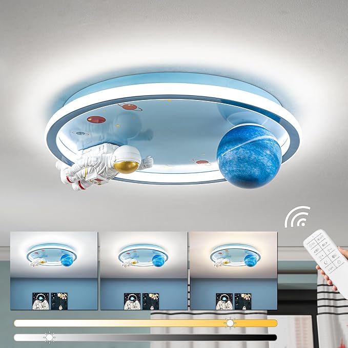 Astronaut Ceiling Light Fixture 20" Dimmable Kids Flush Mount Ceiling Lights - Image 9
