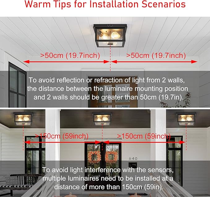 Adjustable Motion Sensor Ceiling Light Fixture Outdoor Modern Design of Squares - Image 8
