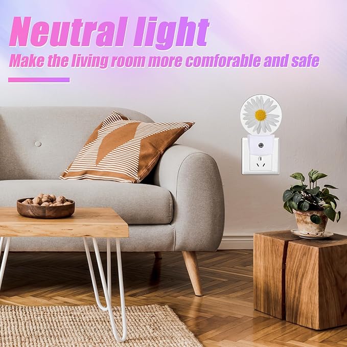 Daisy Night Light Chamomile Night Lights LED Lamp Round Plug into Wall - Image 3