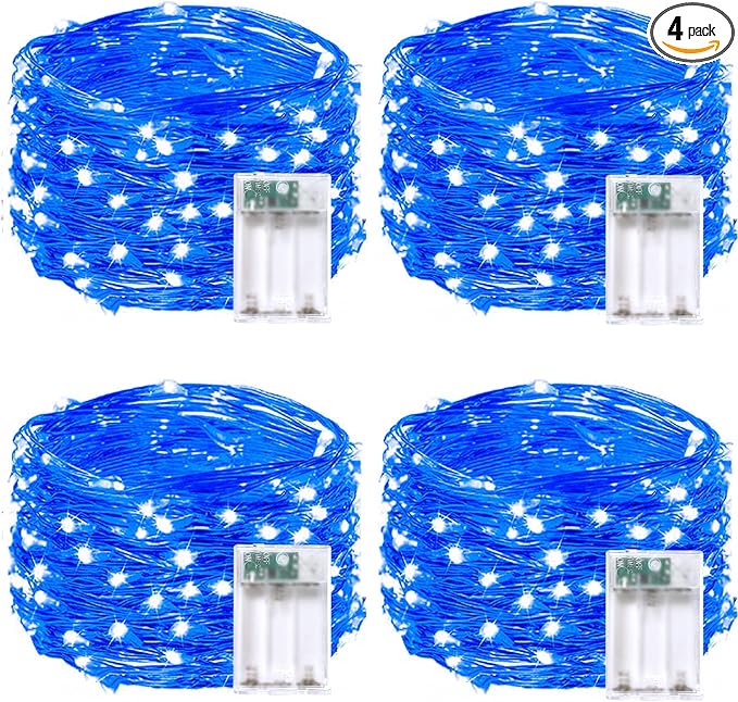 4 Pack 20FT 60LED Christmas Battery Operated Fairy Lights by BOSSERN