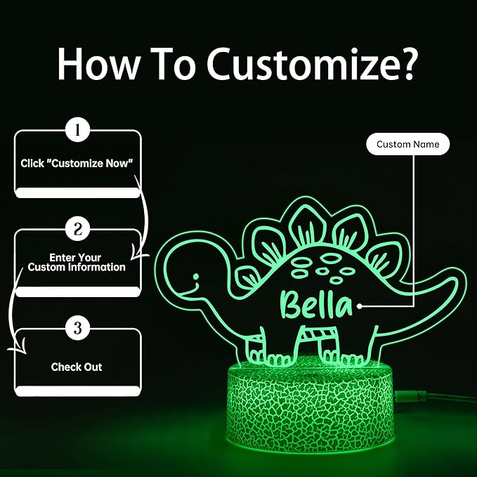 Personalized Baby Gifts Dinosaur Night Light - Image 5