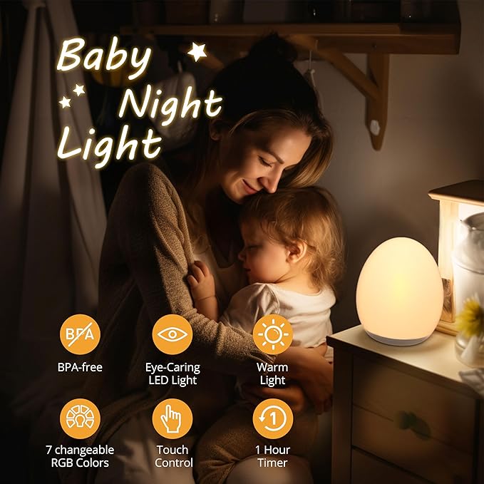 JolyWell Night Light for Kids, Baby Egg Light - Image 2