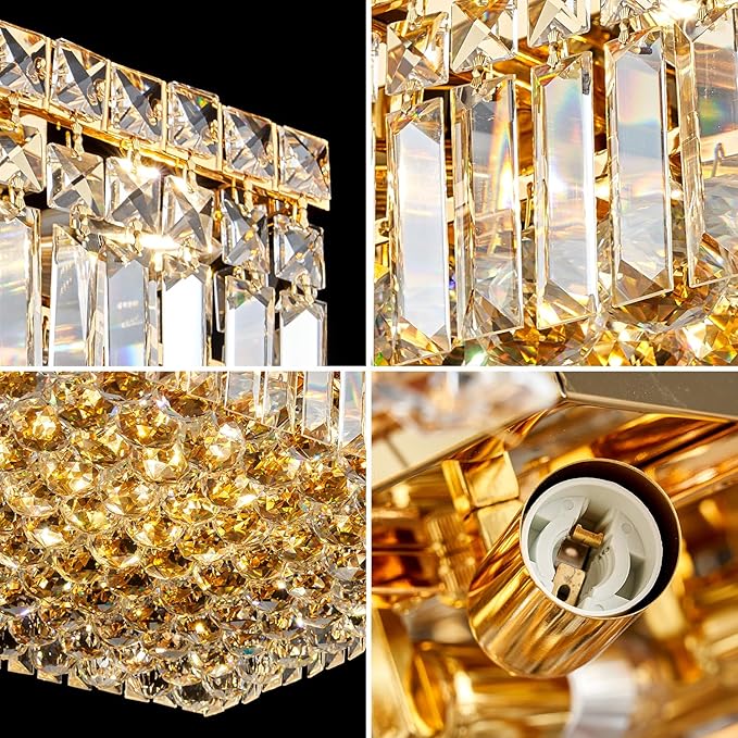 12-Lights Gold Crystal Flush Mount Ceiling Light Fixtures, Elegant Crystal - Image 4