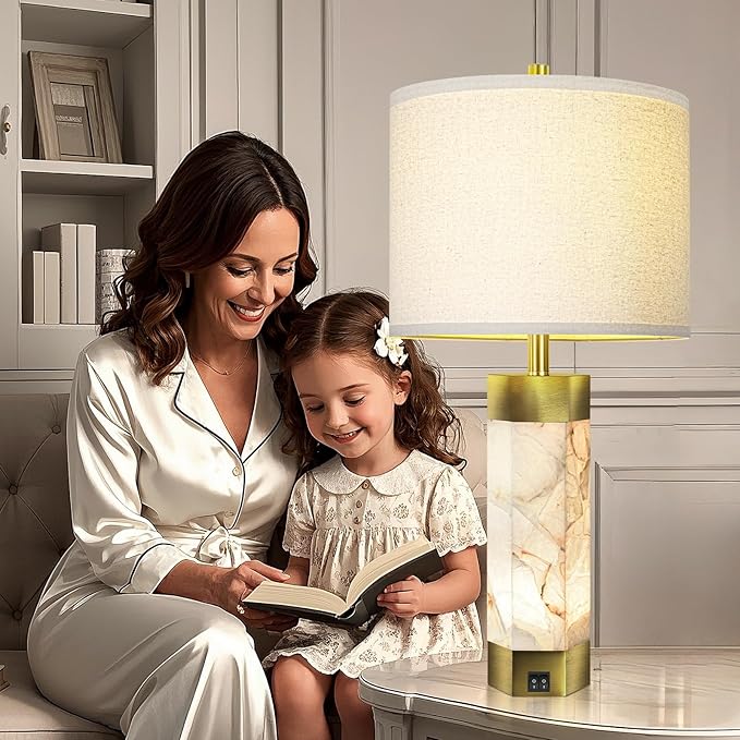 Natural Alabaster Table Lamps Set of 2, Table Lamp - Image 5