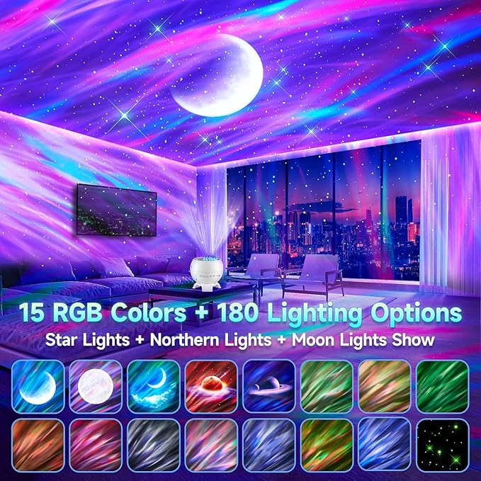 Galaxy Projector Northern Lights Projector, 180 Lighting 5 Moons Star Projector - Image 3
