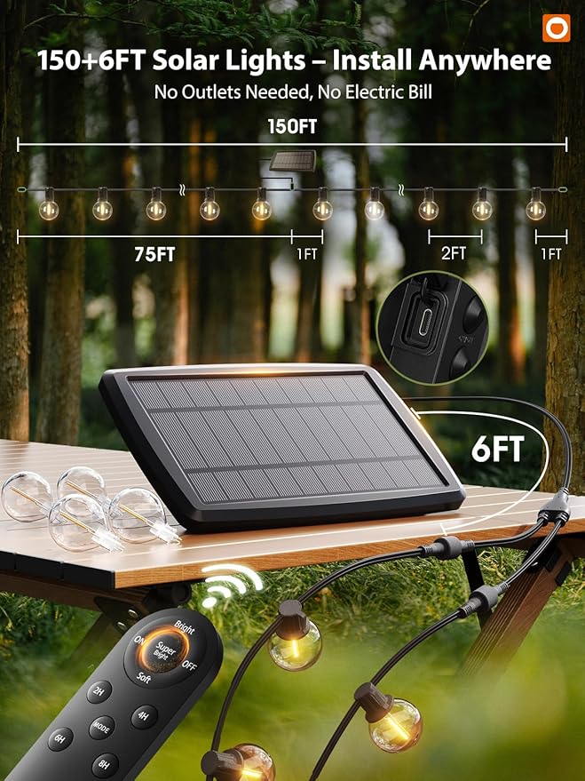 addlon 150FT Solar String Lights Outdoor Waterproof - Image 6