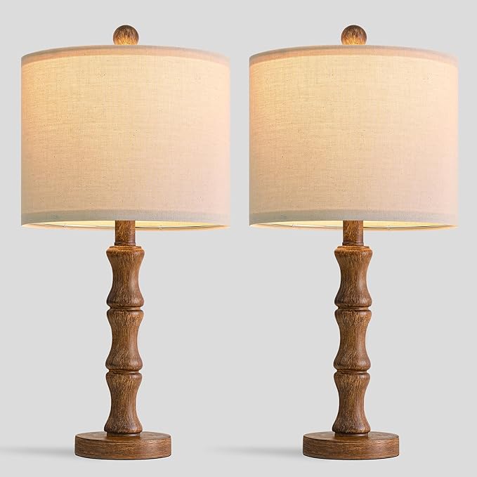 BOBOMOMO 20.5" Rustic Table Lamps Set of 2, Farmhouse Nightstand Lamp - Image 8