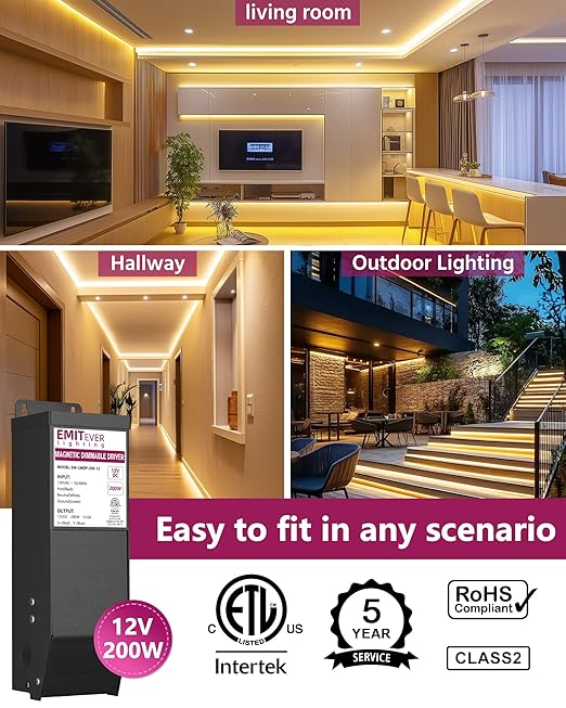 EMITEVER 200W Magnetic Dimmable LED Drvier, 12V Transformer Magnetic Power - Image 6