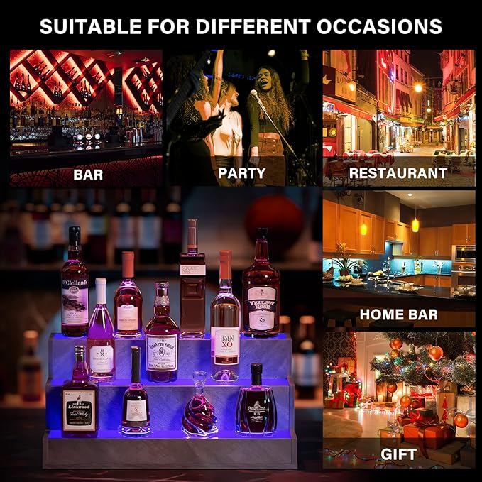 LED Lighted Liquor Bottle Display Shelf, 24 Inch Bar Display Shelf, DIY - Image 5