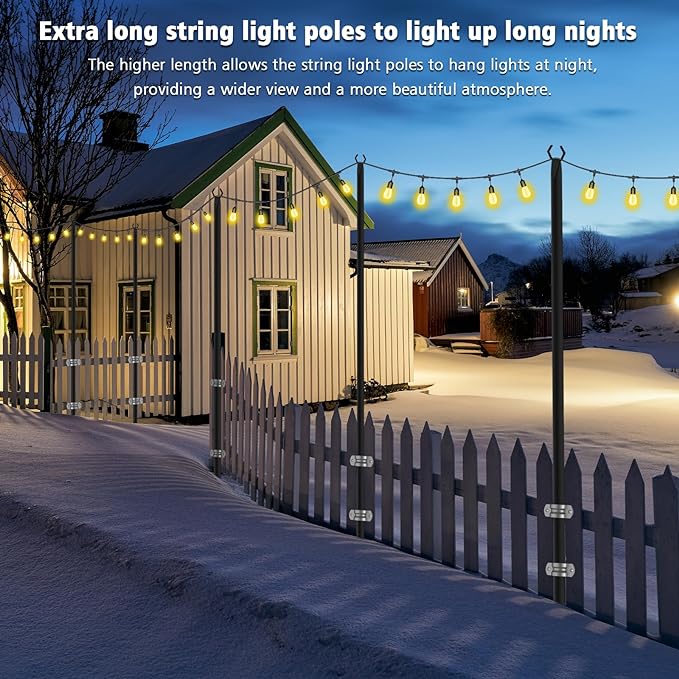 4 Pack String Light Poles, Metal Poles - Image 4