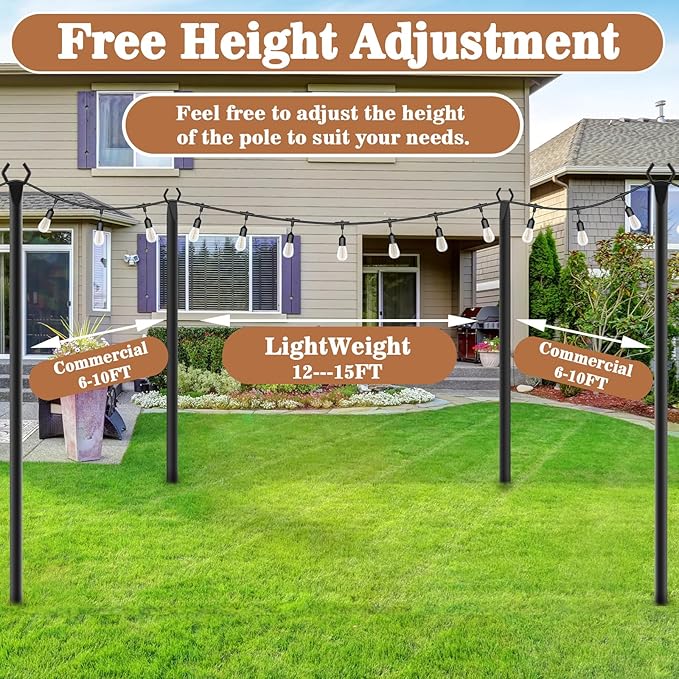 4 Pack String Light Poles, Metal Poles - Image 6