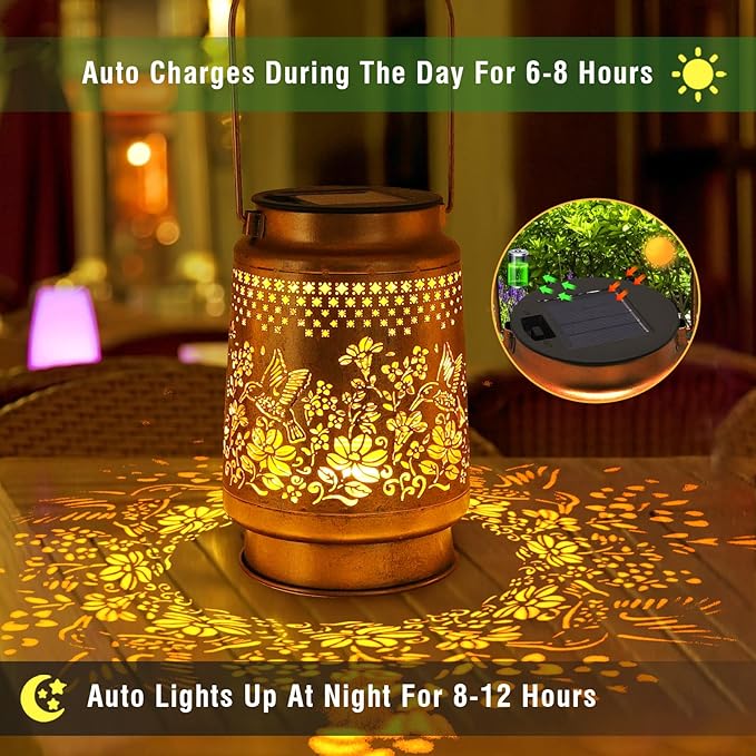 2 Pack Solar Lanterns Outdoor Hummingbird Garden Decor, Christmas Gifts - Image 9