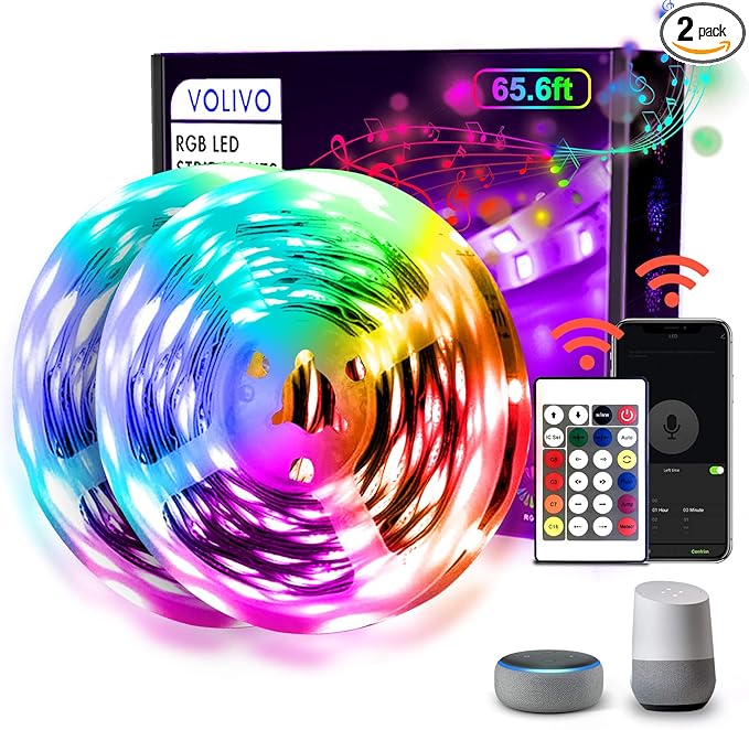 VOLIVO 65.6 FT WiFi LED Strip Lights, LED Light Strip Compatible by VOLIVO