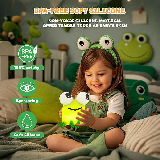 Cute Frog Night Light, LED Silicone Squishy Novelty Animal Lamp, 3 Levels - Image 4