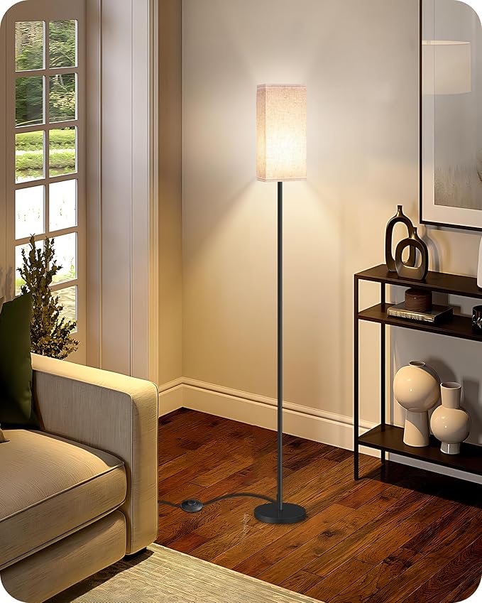 64.6" Floor Lamp, Pole with Foot Switch, Modern Standing Lamp Lampshade - Image 8