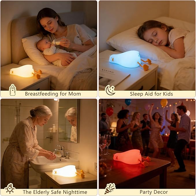Cute Duck Night Light with Color Changing, APP/Tap Fun Lying Flat Duck Lamp - Image 7