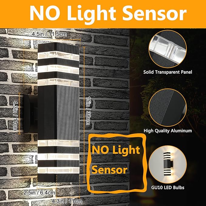 4 Pack Square Up and Down Lights Outdoor Light Fixture, 14W IP65 3000K 1100LM - Image 2