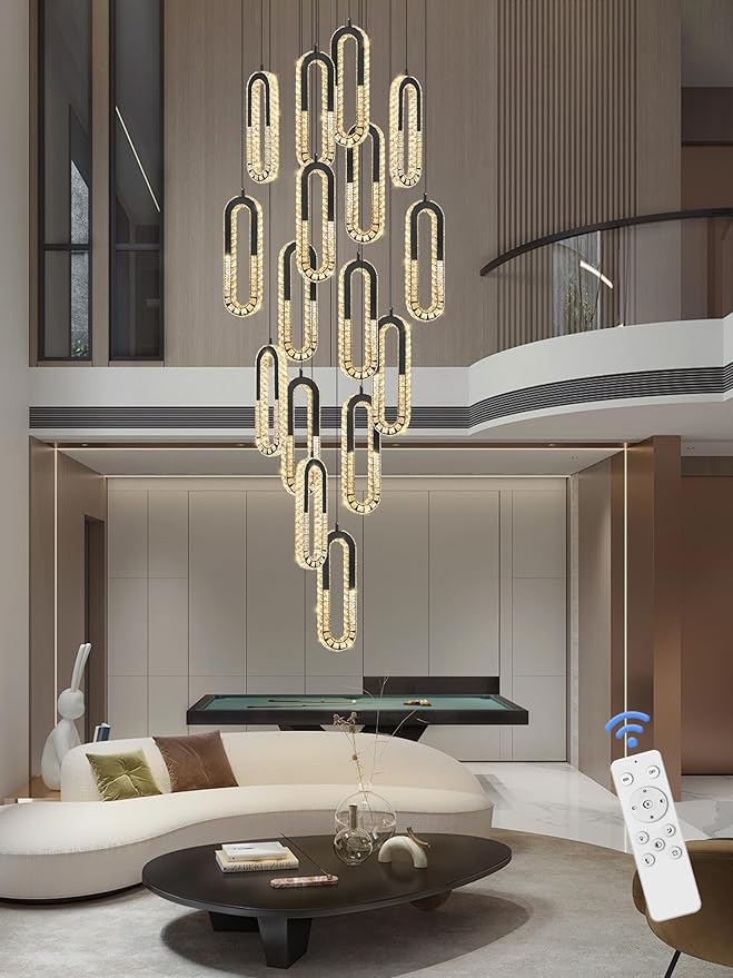 H138 Modern Crystal Chandelier, Luxury Oval Ring LED Pendant Light - Image 2