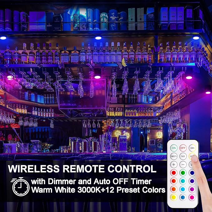 BLS LED Puck Lights with Remote Control, RGB 13 Color Changing Under Cabinet - Image 7