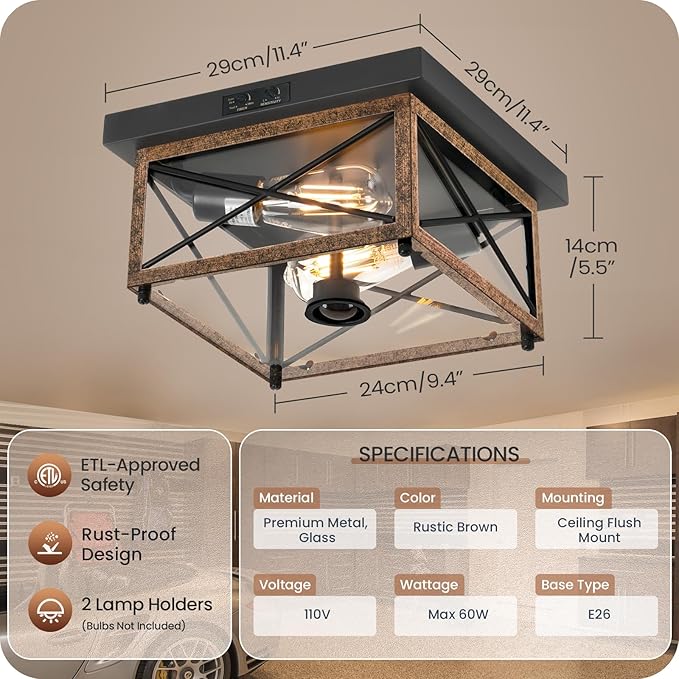Outdoor Ceiling Light with Motion Sensor, Flush Mount Porch Ceiling Lights - Image 8