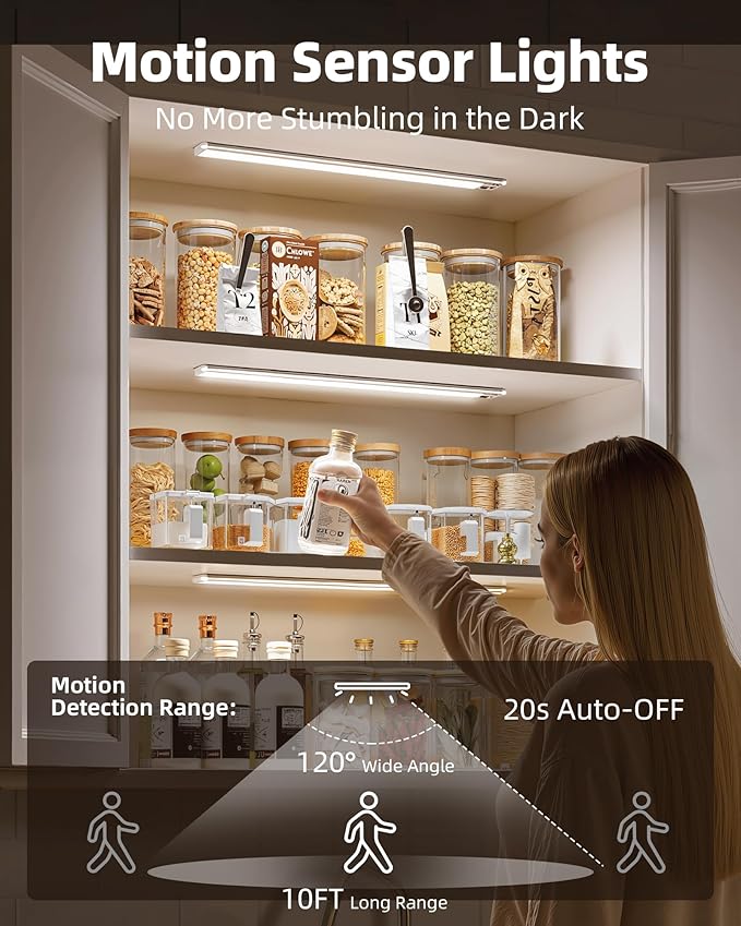EZVALO Under Cabinet Lights, 14.5'' Motion Sensor Light Indoor Dimmable - Image 2