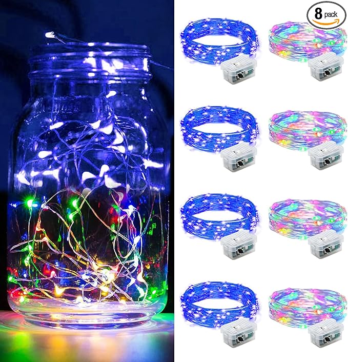 8 Pack Fairy Lights 7Ft 20 LED Twinkle String Lights Battery Operated by chzk