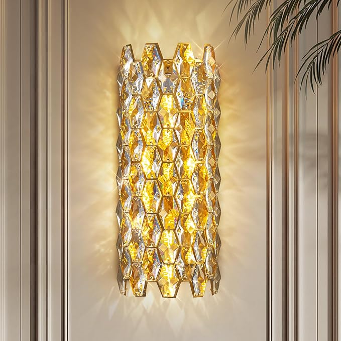 Crystal Wall Sconces, Modern Gold Wall Light Fixtures, Luxury Indoor Wall Lamp by KaiyuanLight