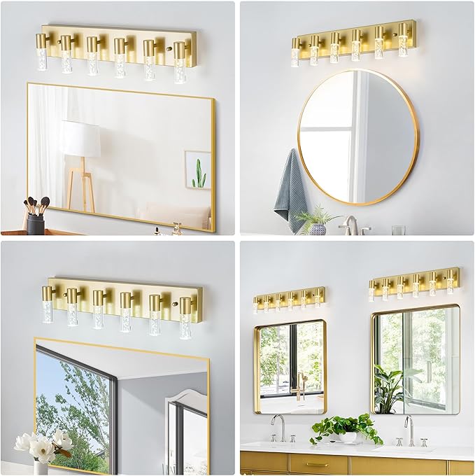 Bathroom Vanity Light Fixtures Over Mirror, Brushed Golden Finish Coating - Image 6