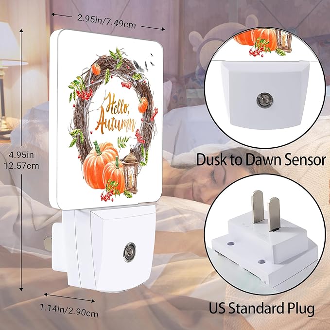 Hello Autumn Night Light, Pumpkin Plug into Wall - Image 2