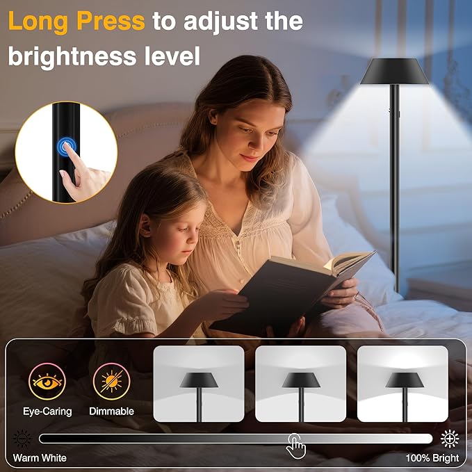 Portable Cordless Floor Lamp | Adjustable Height Reading Lamps Floor Standing | - Image 3