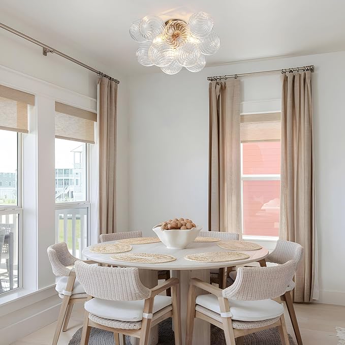GoYeel Semi Flush Chandelier Gold, Modern Light Fixtures Ceiling Mount Lighting - Image 4