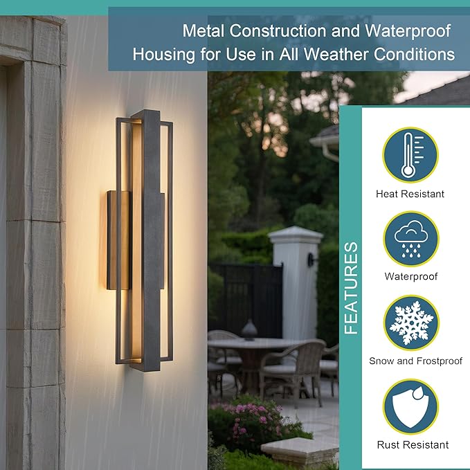 23-inch Modern Large Outdoor Waterproof LED Wall Light, Concealed Lighting - Image 4