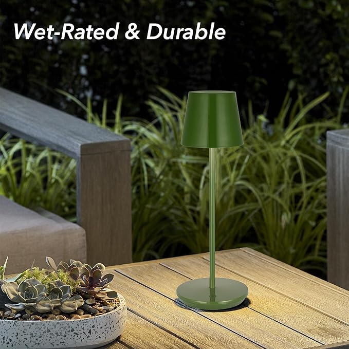 Generation Lighting Mena Accent Rechargeable Table Lamp – 14.5” Green Steel Lamp - Image 4